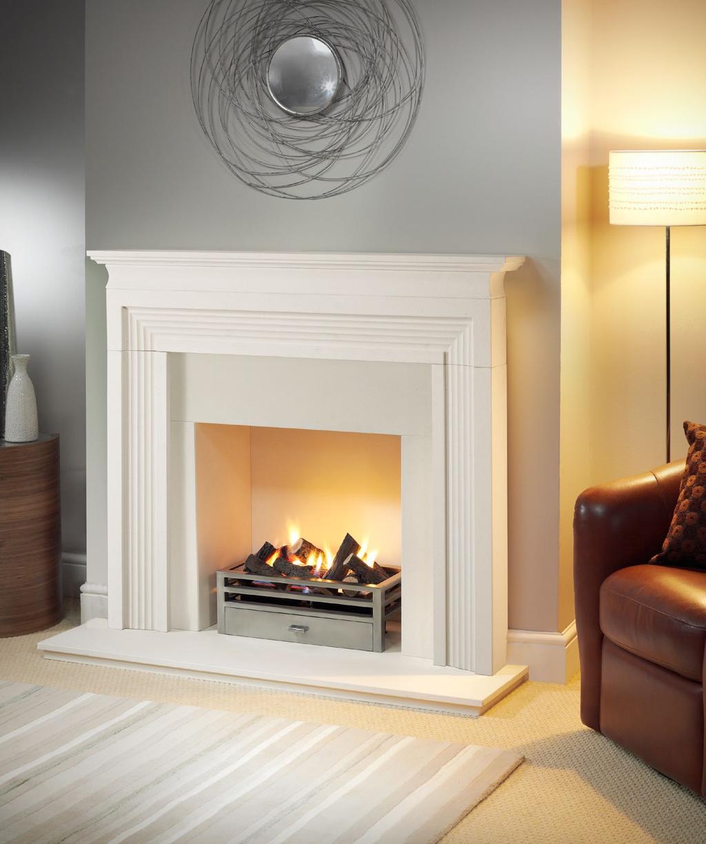 gas fire with ceramic logs, 20 CHAMBER & slips: AGEAN