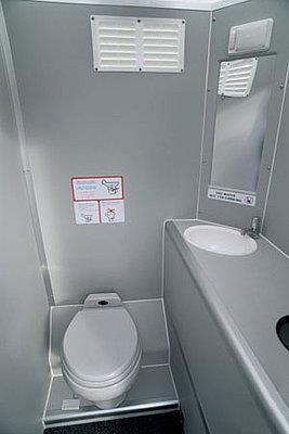 There will be a bathroom on the airplane. It will be smaller than your bathroom at home, so you might feel a little bit cramped if you need to use it.