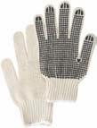 White Poly/cotton Dotted Gloves 65% cotton and 35% polyester blend, 7 gauge PVC dots provide excellent grip and abrasion resistance Bleached white poly/cotton seamless string knit provides a cool