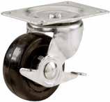 smooth hard surface and finished concrete floors where quiet movement and floor protection are major considerations White Brown SIZE Rubber Swivel Caster W/Brake 81009489 9489 1-1/2"-60lb