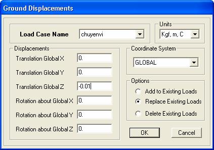 Vào menu Define/Combinations, click chọn Add New Combo đặt 1 trường hợp tổ hợp có tên là COMB1, với kiểu tổ hợp (Load Combination Type) là Linear Add (cộng tác dụng), click vào hộp Load Case Name