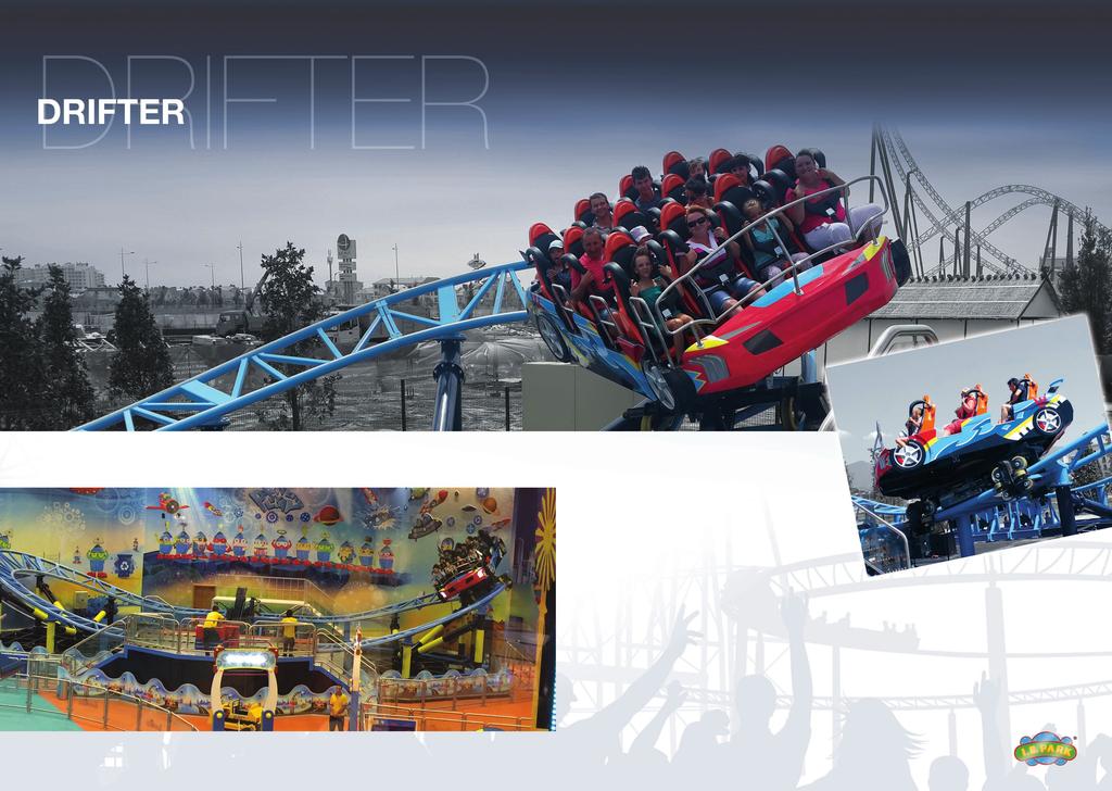 Drifter is a new product from IE PARK srl, a high thrill, compact roller coaster, powered by the ultimate technology of an LEM SYSTEM (Linear Eddy current Motorized drive).
