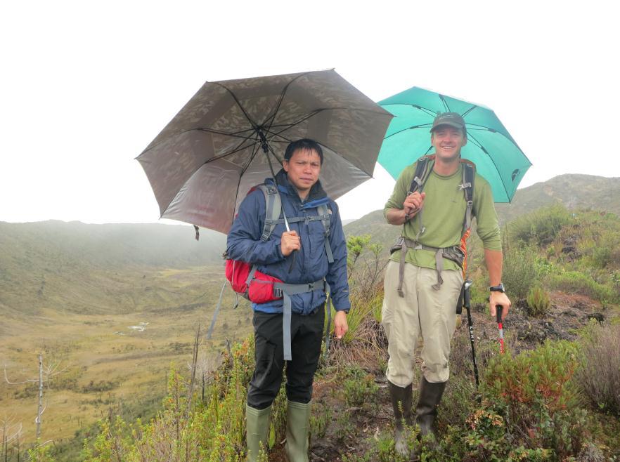 The second day was again pleasant hiking, alternating fine and rainy so as always in Papua the umbrella was a