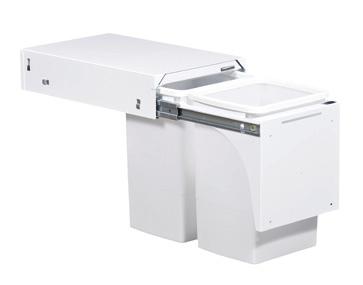 690 Softclose 1 x 50 Litre Bins - Drawer Pull WH ea Hideaway Deluxe 1 x 15L Bin Bin Size: 260mm W x 340mm H x 368mm D 13.10.