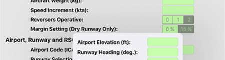 Figure 4.1: 737NG LDC Runway Manual Input Airport Elevation: The user inputs the airport elevation in feet (ft).
