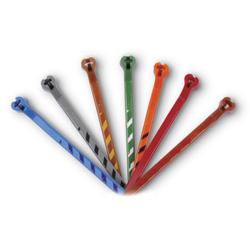 Stripped-Coloured Cable Ties Designed primarily for P.I.C. and station cable binder marking, these self-locking ties install without tools in less than 10 seconds.