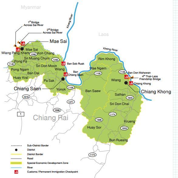 Chiang Rai Special Economic Zone Mae Sai : Border checkpoint development to support trade, tourism, prepare the area for establishment of hotels, convention centers, duty free shops, mass transit