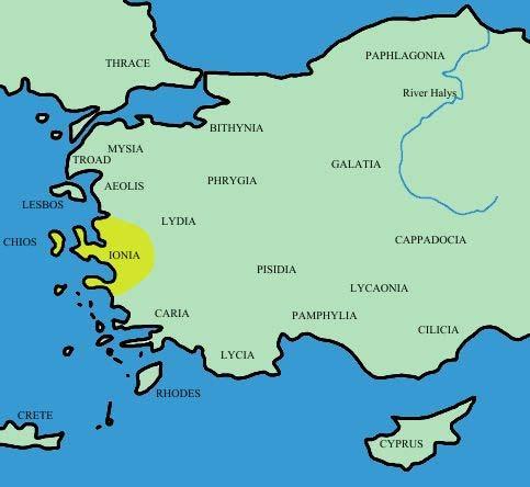 The Ionian Revolt (Ionia, Greek island controlled by Persia) took place on the Western edge of the Persian Empire, triggering a