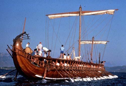 The Athenian navy using the trireme vessel with rowers, was employed by lower class males.