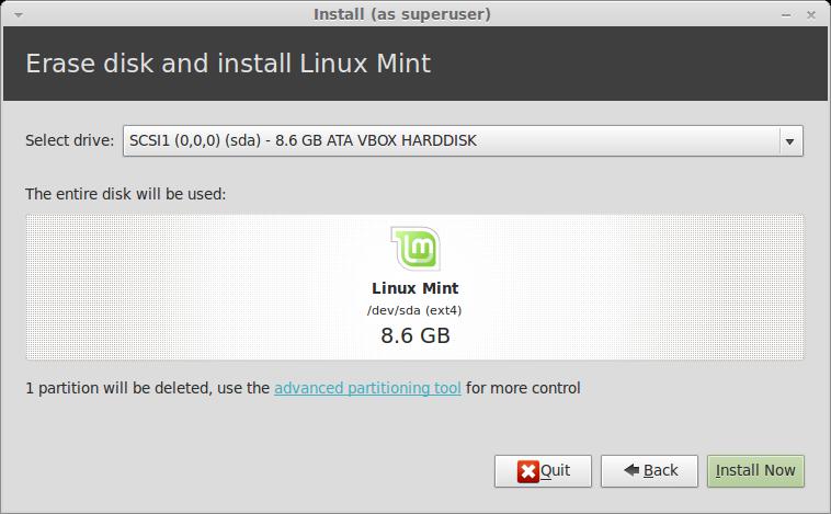Ukoliko izaberete instalaciju zajedno sa drugim operativnim sistemima, instalacioni program će iskoristiti slobodni prostor na postojećim particijama hard diska da bi kreirao particiju za Linux Mint.