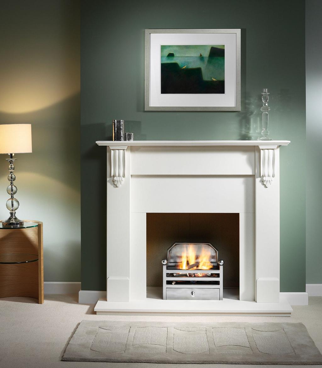 polished (shown with decorative gas fire & ceramic