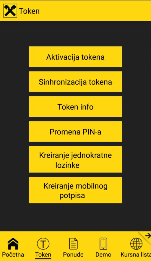 Aktiviranje mobilnog tokena 1. Na početnoj strani aplikacije Moja mbanka birate opciju Token/Aktivacija tokena. 2. Unosite SERIJSKI BROJ TOKENA* i SMS KOD** u ponuđena polja. 3.