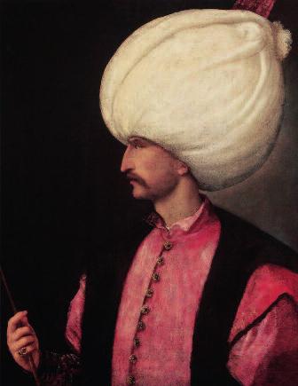 Figure 3 Suleiman the Magnificent, Sultan of the Ottoman Empire from 1520 to 1566. Portrait attributed to Titian c.1530 (Wikipedia).