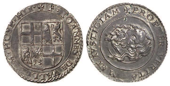 Figure 6 4 Tari silver coin of Jean de Vallete showing the head of John the Baptist on a platter.