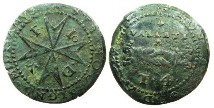 The cathedral in Valletta is named after St John. So although St Paul first brought Christianity to the island (Acts 28:1-10) Figure 12 Copper 4 Tari coin of Jean de Vallete. (Vcoins.com: Pavlos S.
