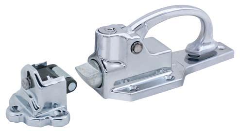 51 CYLINDER LOCKING LATCH Strong, economical latch features forged brass handle and strike housing. Micrometer strike for positive offset adjustments. Stationary cylinder lock.