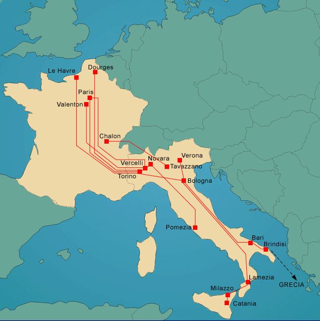 Traffic Italy-France DAILY OR PLANNED DEPARTURES on the relations: VERCELLI-PARIS Noisy and vv. VERCELLI-PARIS Valenton and vv. TORINO-PARIS Noisy and vv. TORINO-PARIS Valenton and vv.