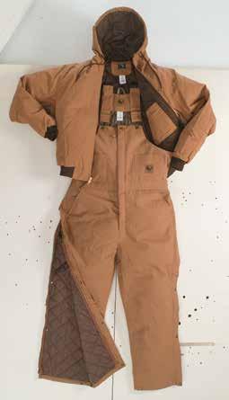 100% Cotton 10-oz., Blanket-Lined Brown Duck Jacket and Overalls Jacket has 6.6-oz. 808 Hollofil insulation and 2 angled slash pockets.