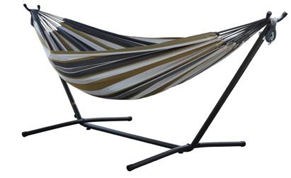 steel UHSDO8 Combo - Double Cotton Hammock with Stand (8 f t) Footprint (LxWxH): 98 x 43 x 41 Hammock Fabric: Cotton Stand