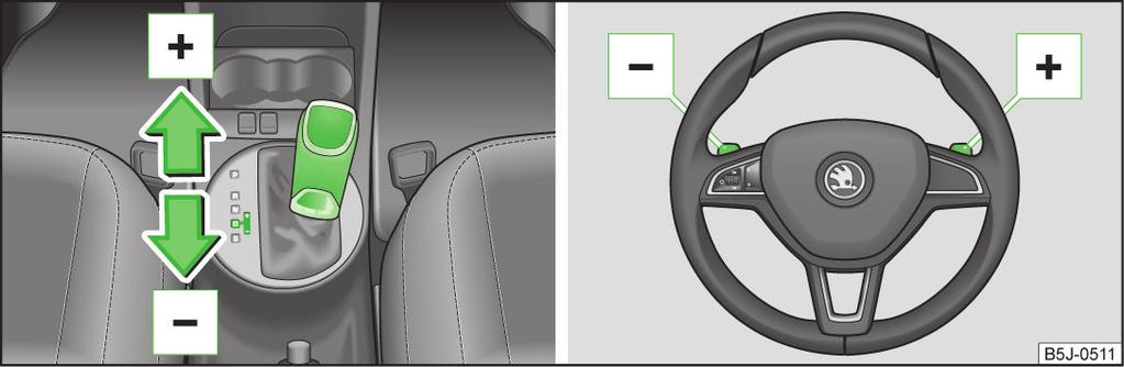 S - režim za vožnju unapred (sportski program) Stepeni prenosa za vožnju unapred u režimu S se automatski menjaju naviše, odnosno naniže pri većem broju obrtaja motora nego u režimu D.