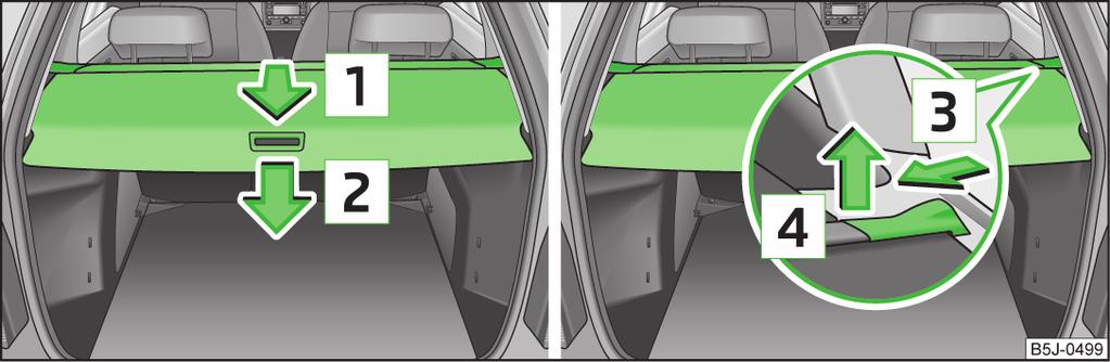 Pregrada u otvorenom položaju ne sme biti prelomljena preko gumene zaptivke poklopca prtljažnika. U prostor između otvorene pregrade i naslona sedišta ne smeju se postavljati predmeti.