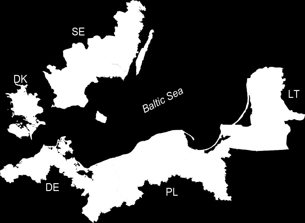 The INTERREG regions in Germany Landkreise Nordwestmecklenburg, Rostock, Vorpommern-Rügen, Vorpommern-Greifswald und kreisfreie Stadt Rostock; in Dänemark - Gemeinde Bornholm and Zealand