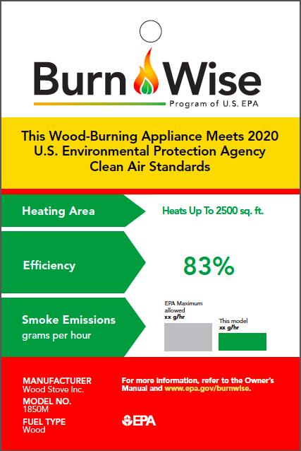 Consumer Labels in NSPS Stoves that test to 2020 standards can use a special EPA approved label to alert consumers canlabel include whether it was