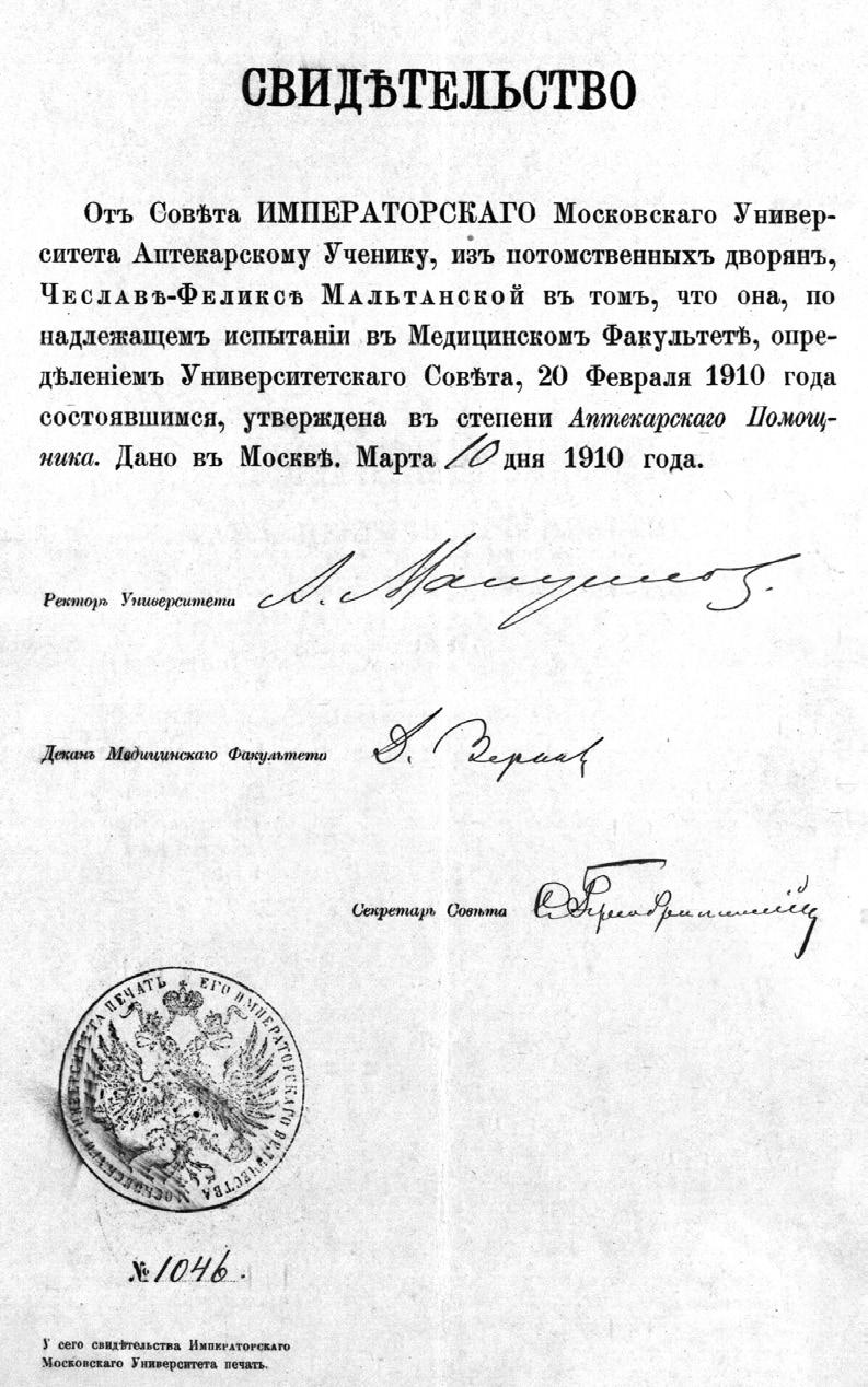174 74 pav. Česlavos Maltanskos provizoriaus padėjėjo diplomas, Maskva, 1910 m.