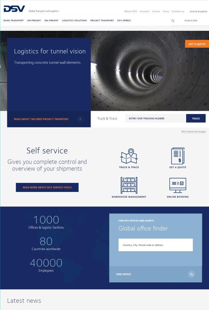 DSV Homepage: Likes and dislikes The DSV site contains lots of best practice elements, having day-to-day tasks at the top of the page and simple navigation.