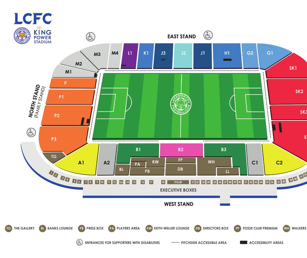 VIEWING AREAS The Stadium also provides designated seating for ambulant supporters with