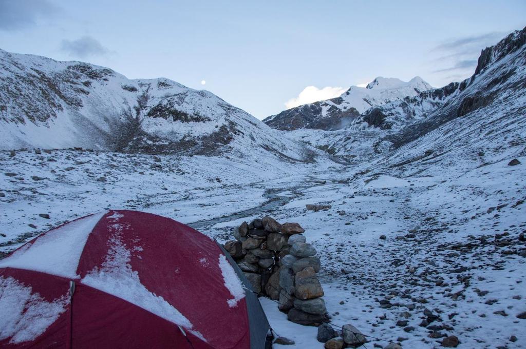 Nevado Paca 5600m Route Description Because the weather turned cold and snowy when returning from the Nevado Sullcon climb, the team returned to Base Camp on June 1, 2015 and wait for better weather,