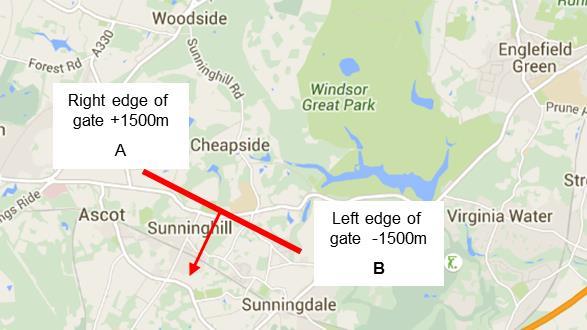 Height (feet) Distance from gate centre (m) Evolution of traffic centres of gravity for easterly arrivals.