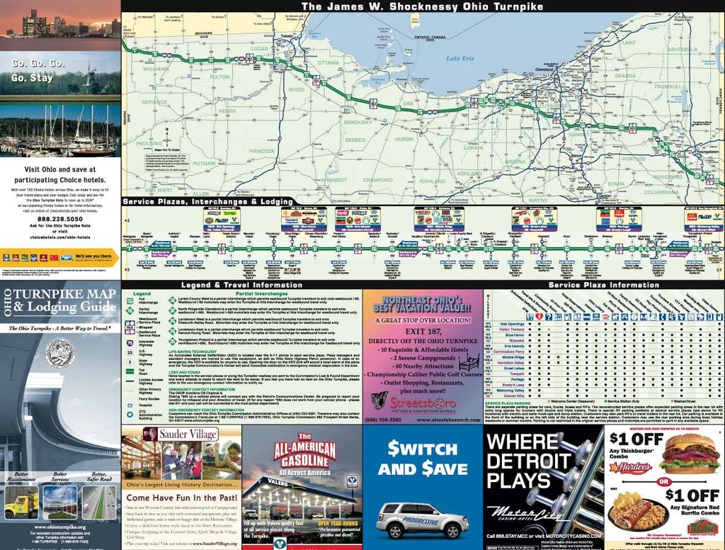 Turnpike Map & Lodging Guide Front Features: The Ohio Turnpike Map & Lodging Guide is printed annually, in advance of the peak travel season.