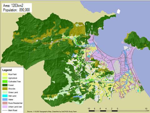 Land Use Da Nang City covers 1,256 sq km (950 sq km if excluding islands).