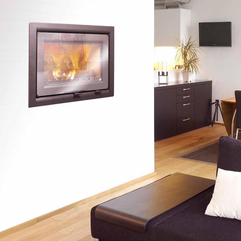 Hang heating on the wall In-Line and Front-Line are very efficient insert stoves.