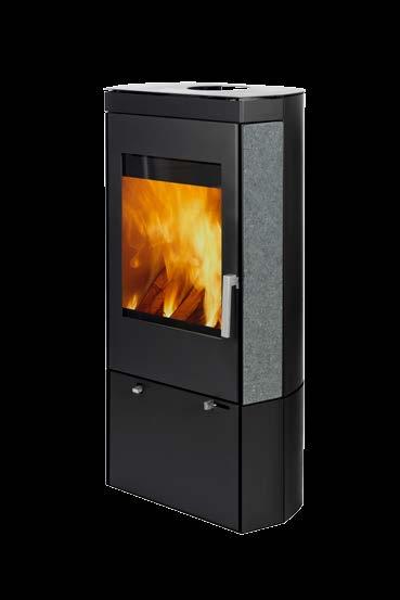 The model with soapstone provides optimal heat storage because the stone is heated up and slowly releases heat