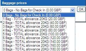 Passenger Data Low Cost (only available for Standard search) For low cost bookings it is possible to include chargeable checked in baggage by clicking on.