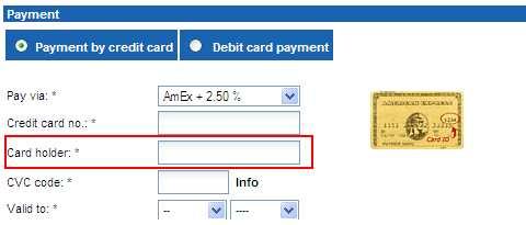 Credit Card (Online Non 3D Secure Payment) Credit or debit cards will be charged at the time of completing the booking through an online payment tool.