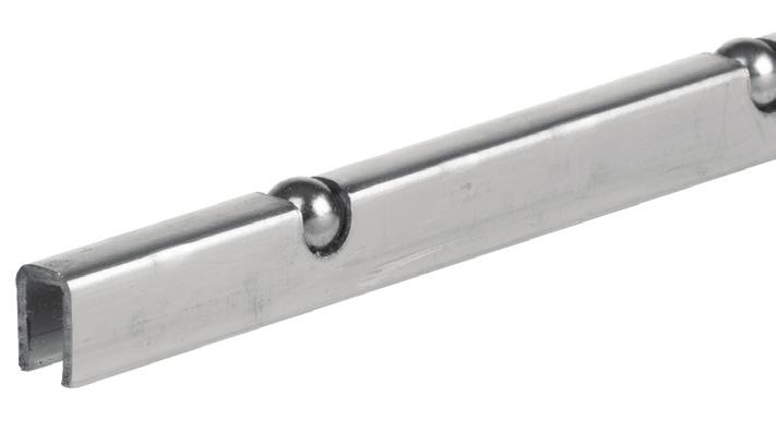 953 ZC 144 Top Door Divider Size: 5/8" width x 5/8" height x 144" length Features: Pre-coated steel upper T-guide for wood framed installations; for use with 1/4" glass doors only; for large glass