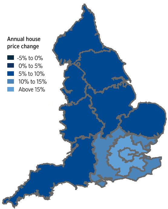 England Average house price 223,364 Annual percentage 14.6% Quarterly * 4.