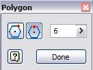 Komanda Polygon Komandom poligon crtamo pravilne mnogouglove. Po izboru komande Polygon otvara nam se dijalog iz koga biramo da li je poligon opisan oko kružnice ili upisan u kružnicu i biramo tj.