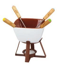 (cast iron pot with red enamel) MINOR Chocolate Fondue Set 7 pcs.