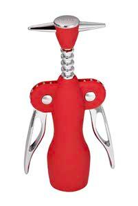 cork screw 19cm, red color (stainless steel,