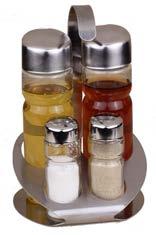сmglass containers with stainless steel covers and a steel stand Set for seasonings 3 psc