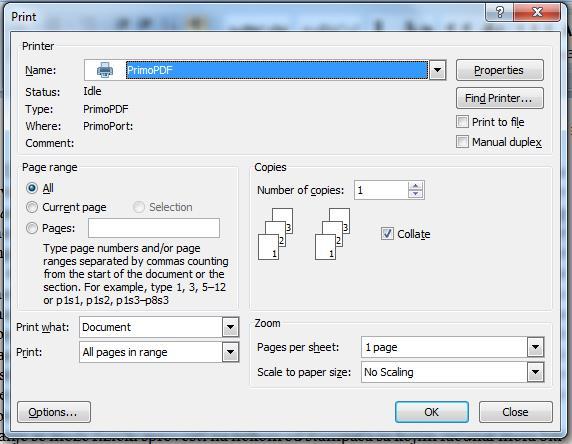 kopija i sl. Ova podešavanja su korisniku dostupna klikom na Office Button u okviru padajućeg menija Print, slika 4.23.