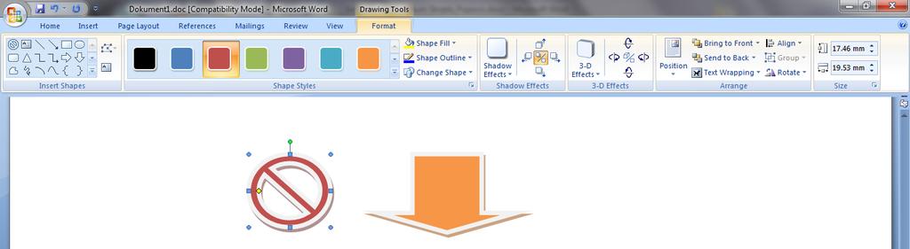 Tools pojavljuje onda kada se izabere jedan od predefinisanih oblika sa slike 4.31f), postavi na radni list i označi levim klikom. Na slici 4.