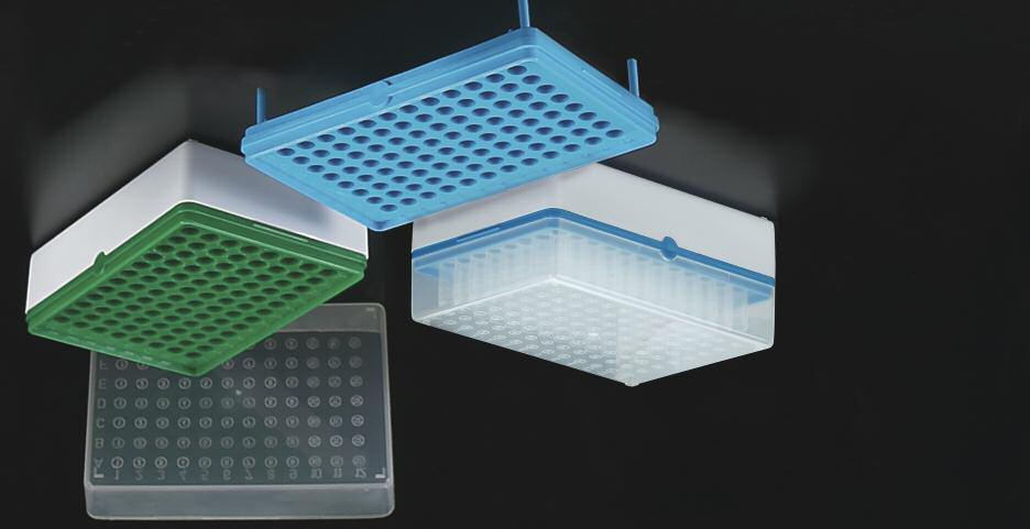 T100-50G T100-1B BioTube TM Rack T100-60B Rack is made of 3 components: A white base A removable grid plate that can hold individual or strips of tubes A translucent cover The T100 BIOTUBE rack with