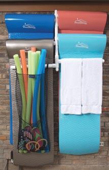 Float Storage Hanging Float Rack Products It's time to organize poolside clutter, and we've got the perfect solution!