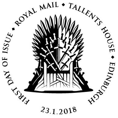 FIRST DAY OF ISSUE POSTMARKS The following first day of issue postmarks will be available for the Game Of Thrones Stamps to be issued on the 23 January 2018.