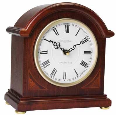 MANTEL CLOCKS 03174 Arch Top Wooden Mantel Clock - solid wood - rotating pendulum - walnut finish - h.28 / w.